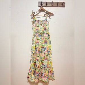 NWT Bila Sundresss with Colorful Print and Smocked Top, Size M